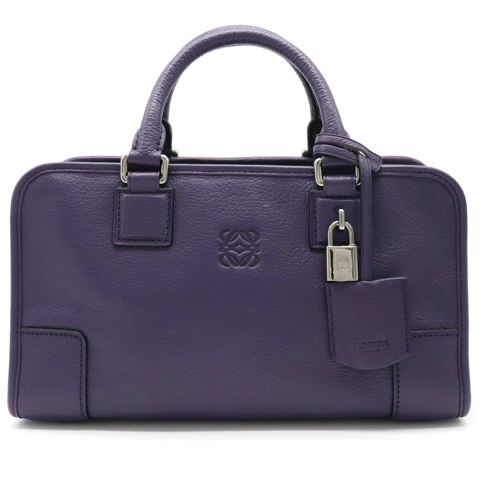 Loewe Amazona Anagram Handbag Boston Bag Leather Purple
